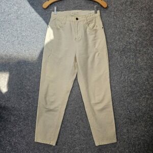 High Rise Cropped Jeans Womens XS Cream Ecru Mom Stretch MANGOSTEEN 25/25